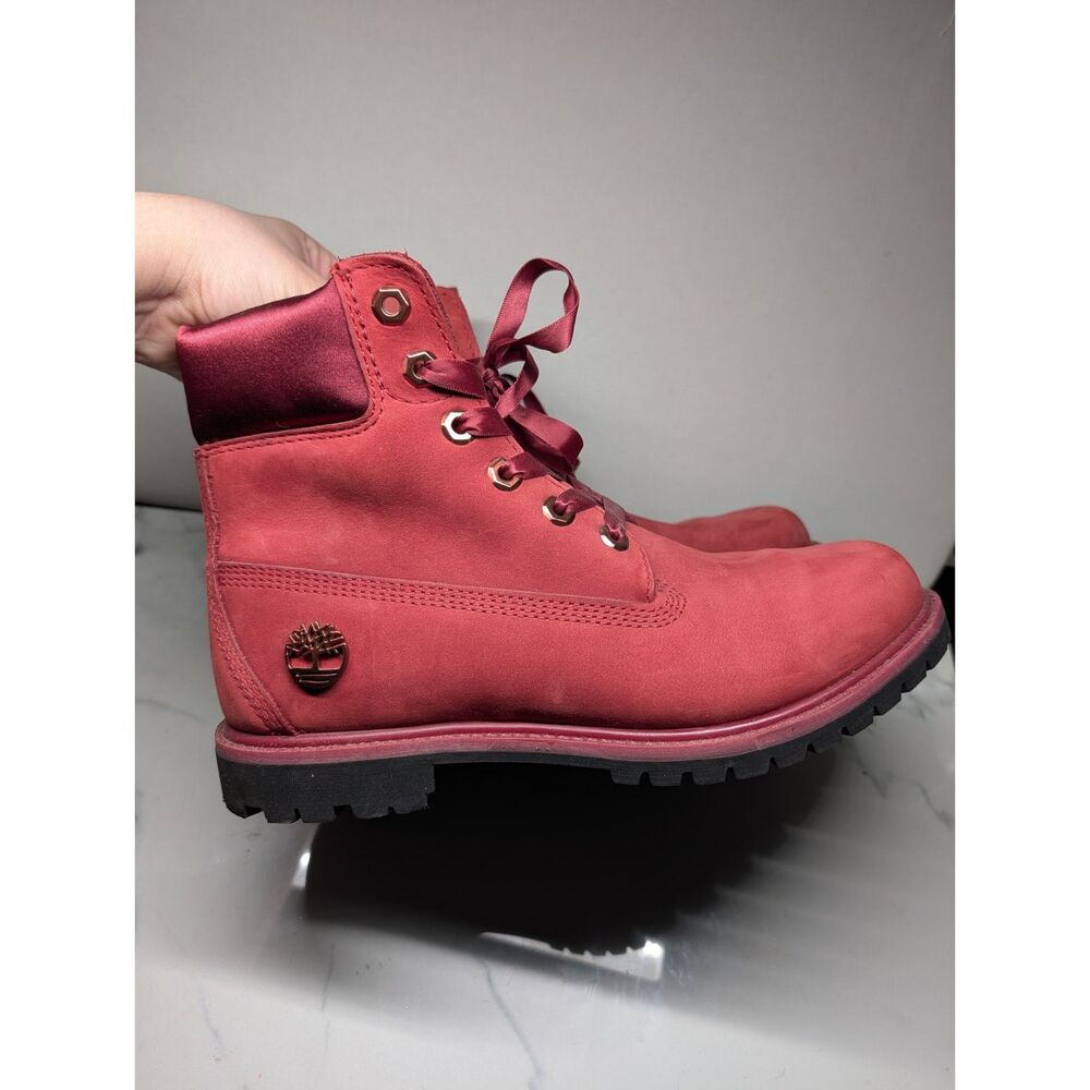 Timberland 6" Premium Satin Collar Boot Burgundy